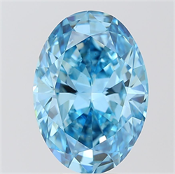 Picture of Lab Grown Diamond 6.71 Carats, Oval with  Cut, Fancy Vivid Blue Color, VS1 Clarity and Certified by IGI