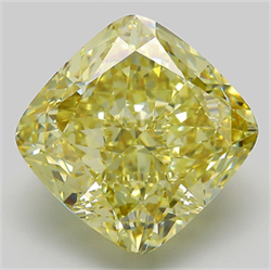 Picture of Lab Grown Diamond 11.52 Carats, CUSHION MODIFIED with  Cut, Fancy Intense Yellow Color, VVS2 Clarity and Certified by IGI