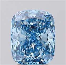 Picture of Lab Grown Diamond 3.15 Carats, Cushion with  Cut, Fancy Vivid Blue Color, VS1 Clarity and Certified by IGI