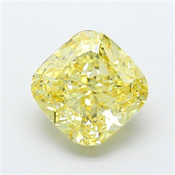 Picture of Lab Grown Diamond 4.53 Carats, CUSHION MODIFIED with  Cut, Fancy Yellow Color, VS1 Clarity and Certified by IGI