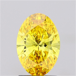 Picture of Lab Grown Diamond 1.40 Carats, Oval with  Cut, Fancy Vivid Yellow Color, VS1 Clarity and Certified by IGI