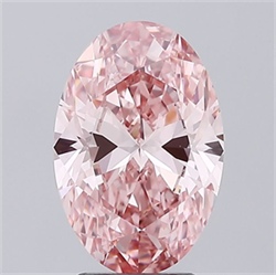 Picture of Lab Grown Diamond 3.41 Carats, Oval with  Cut, Fancy Vivid Pink Color, VS1 Clarity and Certified by IGI