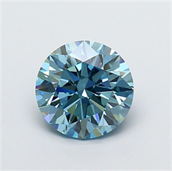 Picture of Lab Grown Diamond 1.73 Carats, Round with Ideal Cut, Fancy Vivid Blue Color, VS1 Clarity and Certified by IGI