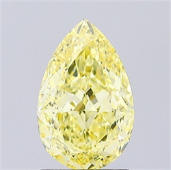 Picture of Lab Grown Diamond 1.41 Carats, Pear with  Cut, Fancy Intense Yellow Color, VS1 Clarity and Certified by IGI