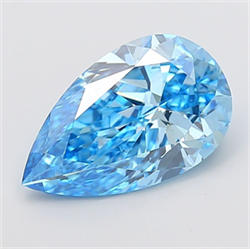 Picture of Lab Grown Diamond 4.04 Carats, Pear with  Cut, Fancy Vivid Blue Color, VS1 Clarity and Certified by IGI