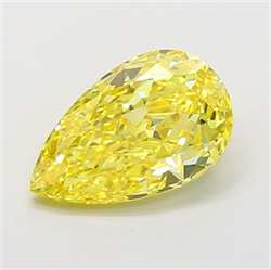 Picture of Lab Grown Diamond 2.54 Carats, Pear with  Cut, Fancy Vivid Yellow Color, VVS2 Clarity and Certified by IGI