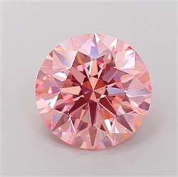 Picture of Lab Grown Diamond 3.08 Carats, Round with Excellent Cut, Fancy Vivid Pink Color, VVS2 Clarity and Certified by IGI