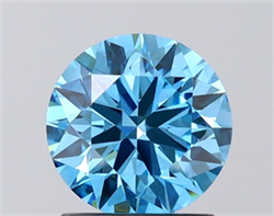 Picture of Lab Grown Diamond 1.34 Carats, Round with Ideal Cut, Fancy Vivid Blue Color, VVS2 Clarity and Certified by IGI