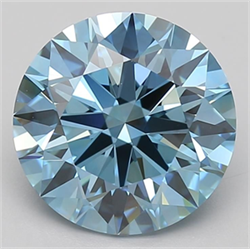 Picture of Lab Grown Diamond 3.85 Carats, Round with Ideal Cut, Fancy Vivid Blue Color, VVS1 Clarity and Certified by IGI