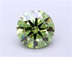 Picture of Lab Grown Diamond 1.43 Carats, Round with Ideal Cut, Fancy Vivid Green Color, VVS2 Clarity and Certified by IGI