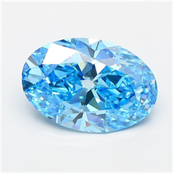 Picture of Lab Grown Diamond 3.01 Carats, Oval with  Cut, Fancy Vivid Blue Color, VS1 Clarity and Certified by IGI