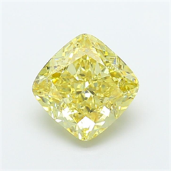 Picture of Lab Grown Diamond 3.09 Carats, CUSHION MODIFIED with  Cut, Fancy Intense Yellow Color, VS1 Clarity and Certified by IGI