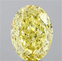 Picture of Lab Grown Diamond 7.06 Carats, Oval with  Cut, Fancy Intense Yellow Color, VS1 Clarity and Certified by IGI
