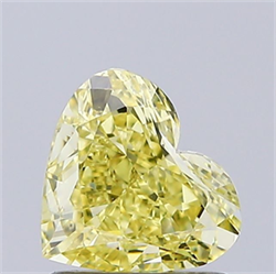 Picture of Lab Grown Diamond 1.25 Carats, Heart with  Cut, Fancy Yellow Color, VS1 Clarity and Certified by IGI