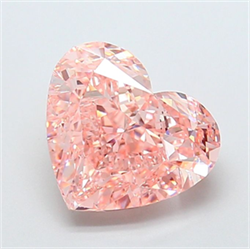 Picture of Lab Grown Diamond 5.02 Carats, Heart with  Cut, Fancy Vivid Pink Color, VVS2 Clarity and Certified by IGI