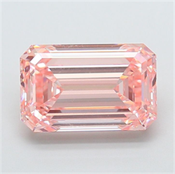 Picture of Lab Grown Diamond 5.18 Carats, Emerald with  Cut, Fancy Intense Pink Color, VVS2 Clarity and Certified by IGI
