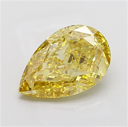 Picture of Lab Grown Diamond 3.30 Carats, Pear with  Cut, Fancy Intense Yellow Color, VVS2 Clarity and Certified by IGI