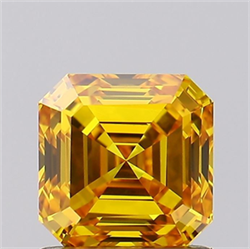 Picture of Lab Grown Diamond 1.22 Carats, Emerald with  Cut, Fancy Vivid Yellow Color, VVS2 Clarity and Certified by IGI
