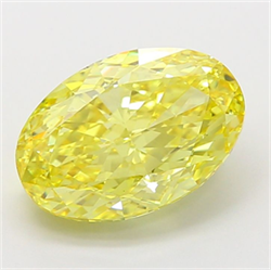 Picture of Lab Grown Diamond 4.02 Carats, Oval with  Cut, Fancy Vivid Yellow Color, VS1 Clarity and Certified by IGI