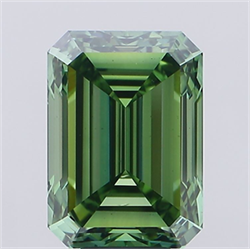 Picture of Lab Grown Diamond 9.04 Carats, Emerald with  Cut, Fancy Vivid Green Color, VS2 Clarity and Certified by IGI