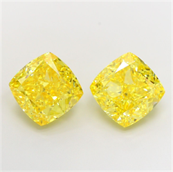 Picture of Lab Grown Diamond 8.03 Carats, CUSHION MODIFIED with  Cut, Fancy Vivid Yellow Color, VS2 Clarity and Certified by IGI