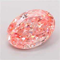 Picture of Lab Grown Diamond 2.75 Carats, Oval with  Cut, Fancy Vivid Pink Color, VVS2 Clarity and Certified by IGI