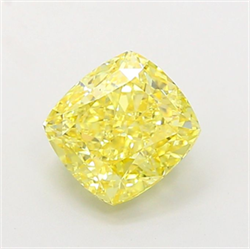 Picture of Lab Grown Diamond 1.79 Carats, CUSHION MODIFIED with  Cut, Fancy Vivid Yellow Color, VS1 Clarity and Certified by IGI