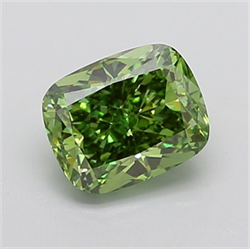 Picture of Lab Grown Diamond 2.95 Carats, CUSHION MODIFIED with  Cut, Fancy Vivid Green Color, VVS2 Clarity and Certified by IGI