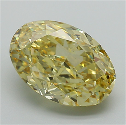 Picture of Lab Grown Diamond 4.04 Carats, Oval with  Cut, Fancy Vivid Yellow Color, VVS2 Clarity and Certified by IGI