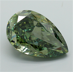 Picture of Lab Grown Diamond 9.25 Carats, Pear with  Cut, Fancy Vivid Green Color, VVS2 Clarity and Certified by IGI