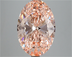 Picture of Lab Grown Diamond 8.11 Carats, Oval with  Cut, Fancy Vivid Pink Color, VVS2 Clarity and Certified by IGI