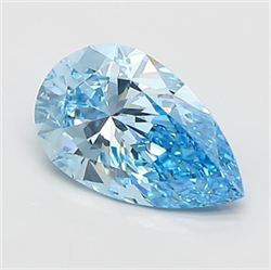 Picture of Lab Grown Diamond 1.25 Carats, Pear with  Cut, Fancy Vivid Blue Color, VVS2 Clarity and Certified by IGI