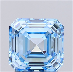 Picture of Lab Grown Diamond 1.53 Carats, Asscher with  Cut, Fancy Vivid Blue Color, VS1 Clarity and Certified by IGI