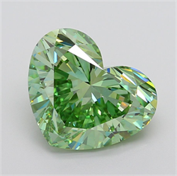 Picture of Lab Grown Diamond 9.68 Carats, Heart with  Cut, Fancy Vivid Green Color, VS1 Clarity and Certified by IGI