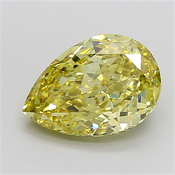 Picture of Lab Grown Diamond 6.52 Carats, Pear with  Cut, Fancy Vivid Yellow Color, VS1 Clarity and Certified by IGI