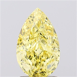 Picture of Lab Grown Diamond 1.62 Carats, Pear with  Cut, Fancy Vivid Yellow Color, VS1 Clarity and Certified by IGI