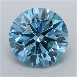 Picture of Lab Grown Diamond 3.01 Carats, Round with Ideal Cut, Fancy Vivid Blue Color, VVS2 Clarity and Certified by IGI