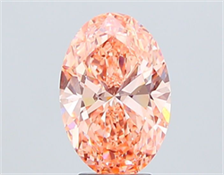Picture of Lab Grown Diamond 4.03 Carats, Oval with  Cut, Fancy Vivid Pink Color, VS1 Clarity and Certified by IGI