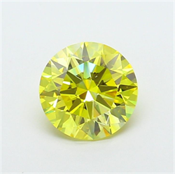 Picture of Lab Grown Diamond 2.00 Carats, Round with Ideal Cut, Fancy Intense Yellow Color, VS1 Clarity and Certified by IGI