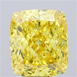 Picture of Lab Grown Diamond 10.01 Carats, CUSHION MODIFIED with  Cut, Fancy Vivid Yellow Color, VS2 Clarity and Certified by IGI
