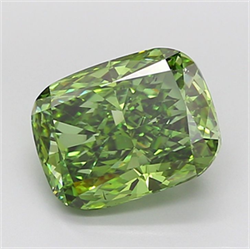 Picture of Lab Grown Diamond 5.01 Carats, Cushion with  Cut, Fancy Vivid Green Color, VS2 Clarity and Certified by IGI