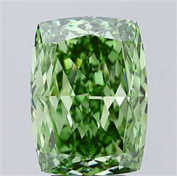 Picture of Lab Grown Diamond 4.17 Carats, CUSHION MODIFIED with  Cut, Fancy Vivid Green Color, VVS2 Clarity and Certified by IGI
