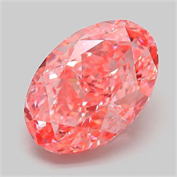 Picture of Lab Grown Diamond 5.54 Carats, Oval with  Cut, Fancy Vivid Pink Color, VVS2 Clarity and Certified by IGI