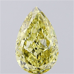 Picture of Lab Grown Diamond 3.89 Carats, Pear with  Cut, Fancy Intense Yellow Color, VS1 Clarity and Certified by IGI