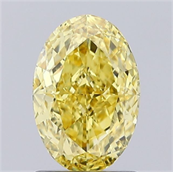 Picture of Lab Grown Diamond 1.60 Carats, Oval with  Cut, Fancy Vivid Yellow Color, VVS2 Clarity and Certified by IGI
