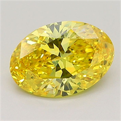 Picture of Lab Grown Diamond 1.23 Carats, Oval with  Cut, Fancy Vivid Yellow Color, VS2 Clarity and Certified by IGI