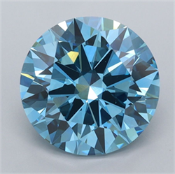 Picture of Lab Grown Diamond 3.46 Carats, Round with Excellent Cut, Fancy Vivid Blue Color, VVS2 Clarity and Certified by IGI