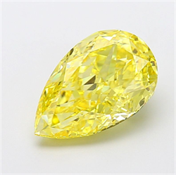 Picture of Lab Grown Diamond 5.06 Carats, Pear with  Cut, Fancy Vivid Yellow Color, VS1 Clarity and Certified by IGI