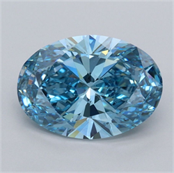 Picture of Lab Grown Diamond 2.05 Carats, Oval with  Cut, Fancy Vivid Blue Color, VVS1 Clarity and Certified by IGI