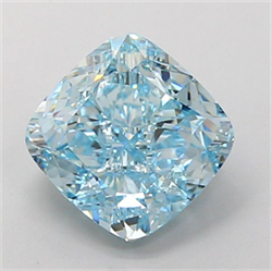 Picture of Lab Grown Diamond 2.76 Carats, CUSHION MODIFIED with  Cut, Fancy Vivid Blue Color, VVS2 Clarity and Certified by IGI